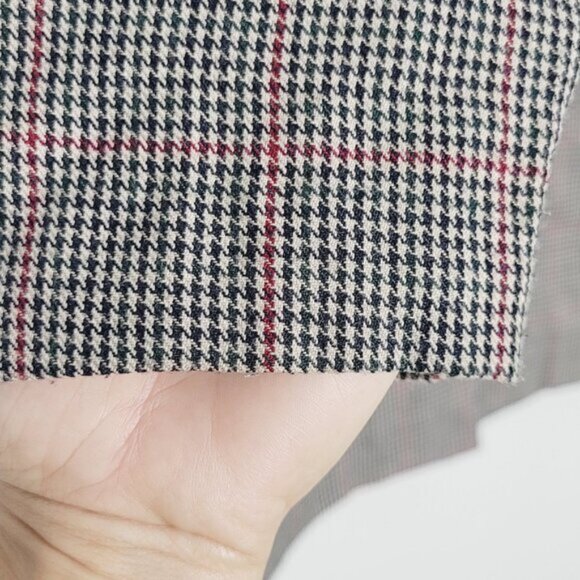 Carroll Reed Women's Vintage Red Tan Black Check V-Neck Button Front Blazer 12 - Picture 4 of 11